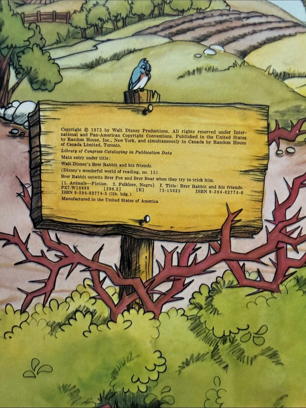 VTG 1973 Disney Brer Rabbit and His Friends Wonderful World of Reading New Mint